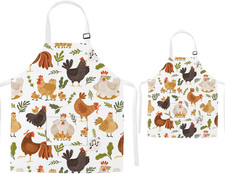 2 Pcs Parent Child Aprons, Mommy and Me Aprons, Adjustable Kitchen Chicken