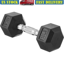 10lb Dumbbell Solid Cast Iron Rubber Encased Non-Slip Grip Hexagonal Weight New