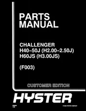 Hyster CHALLENGER H40-50J.H2.00-2.50J,H60JS,H3.00JS (F003) Forklift Parts Manual