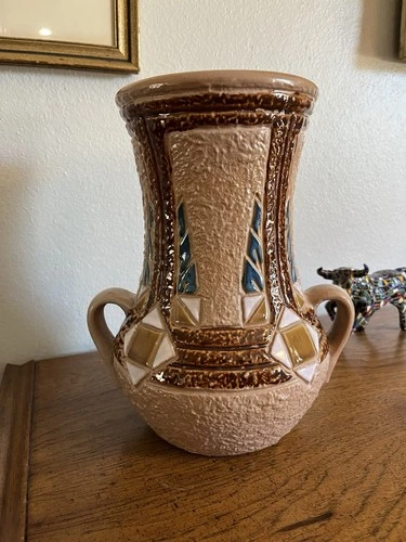 Vintage Arts & Crafts Art Pottery Vase 10” Roseville Mostique  Style