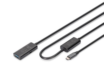 DIGITUS Aktives USB 3.2 Gen 1 Verlängerungskabel 10 m 5 Gbit/s Schwarz