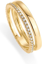 18K Gold Plated Cubic Zirconia Dual Stacking Rings for Women Gold Eternity Ban