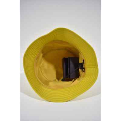 Prada Re-Nylon Yellow Grey Triangle Logo Nylon Sun Bucket Hat M