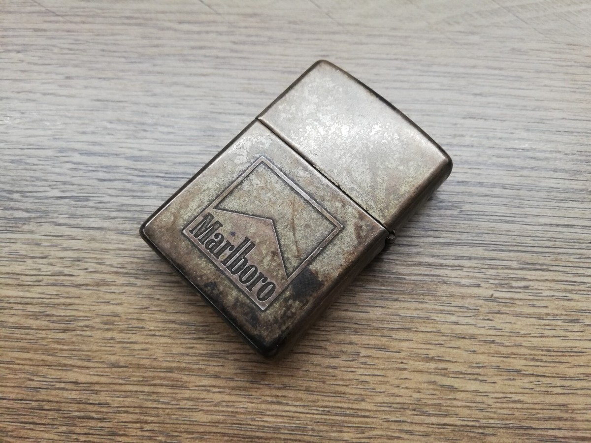Zippo Marlboro Vintage Look ライター Vtg Very Rare 1998 Antique Silver Double Sided Zippo Marlboro