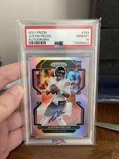 2021 Panini Prizm Justin Fields Silver Auto Rookie Chicago Bears PSA 10 Gem Mint