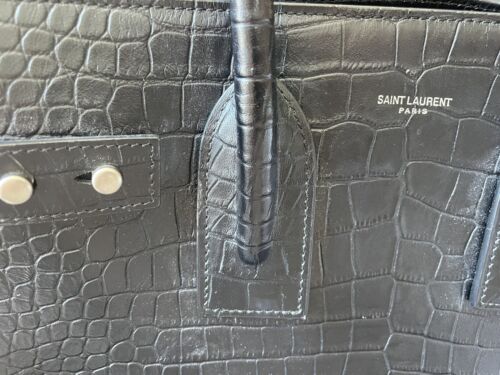 Saint Laurent Sac De Jour Medium Croc-Embossed Leather Satchel Women's Black - Picture 10 of 11