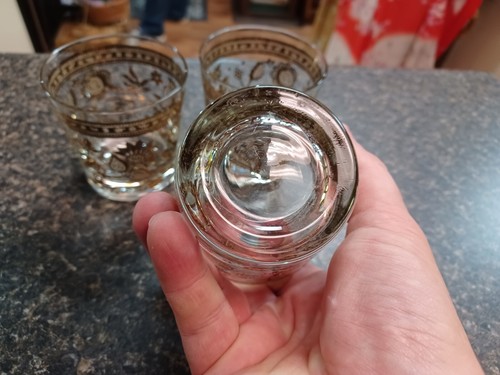 Set 3 Vintage MCM Lowball Glasses 22 Kt 3.25" - Picture 4 of 7