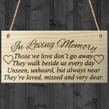 In Loving Memory Rememberance Memoria Poem Wooden Hanging Plaque Gift Love Sign
