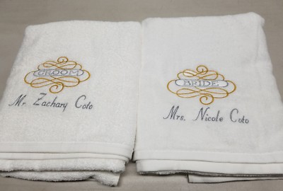 Wedding Bride and Groom Towel Set Personalized Wedding Bridal Shower GIft 