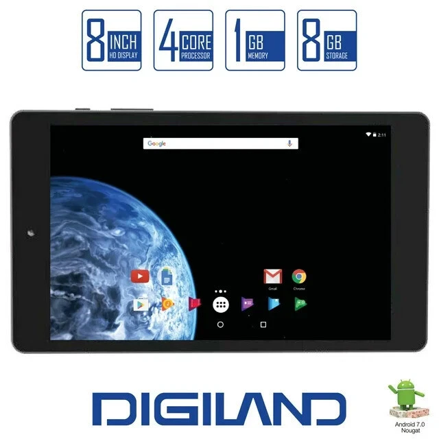 Digiland DL8006 8" 8GB 1.3GHz Quad-Core CPU Tablet (Black) - New - Image 2 of 3