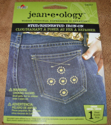 Jeaneology Jeans Applique Iron On Stud/Rhinestud Pockets Clothing Apparel NEW