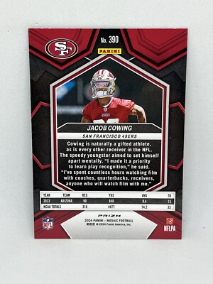 2024 Panini Mosaic Jacob Cowing Green Mosaic Rookie RC #390 49ers