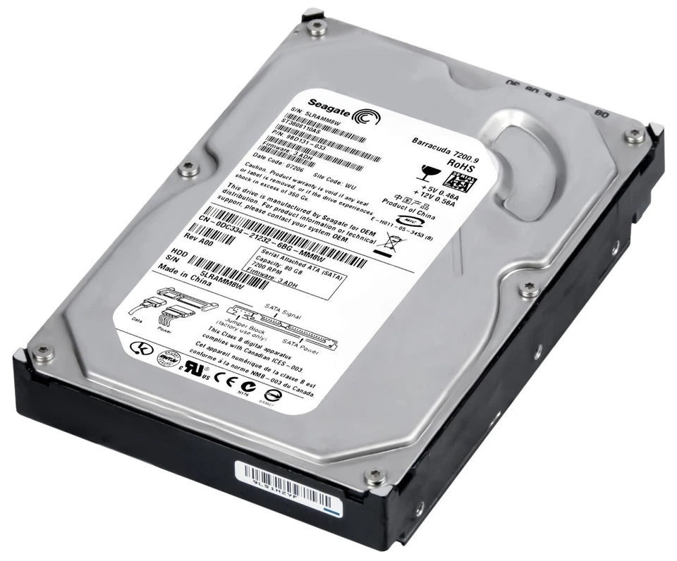 Hard Drive Dell 0DC334 DC334 ST3808110AS 80GB 7200U/Min 8MB SATA II 3.5 " Inch - Image 3 of 3
