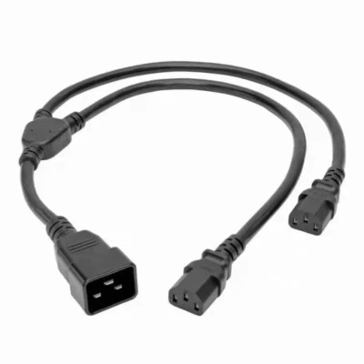 Heavy Duty Splitter Power Cord 4Ft for ASIC Miners 1XC20 AWG12 to 2xC13 AWG14 UL