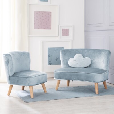 Roba Kids Lil Sofa Set groß (Sofa + Sessel + Kissen) Style Hellblau Sky