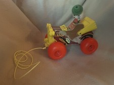1965 Fisher Price Jalopy Clown in Car Pull Toy Vintage 724 Made In USA