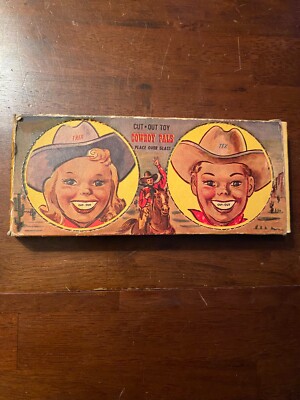 1940's Vintage COWBOY PALS Original Box DRINKING STRAWS Western DECOR Trix TEX