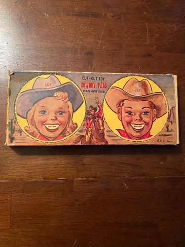 1940's Vintage COWBOY PALS Original Box DRINKING STRAWS Western DECOR Trix TEX