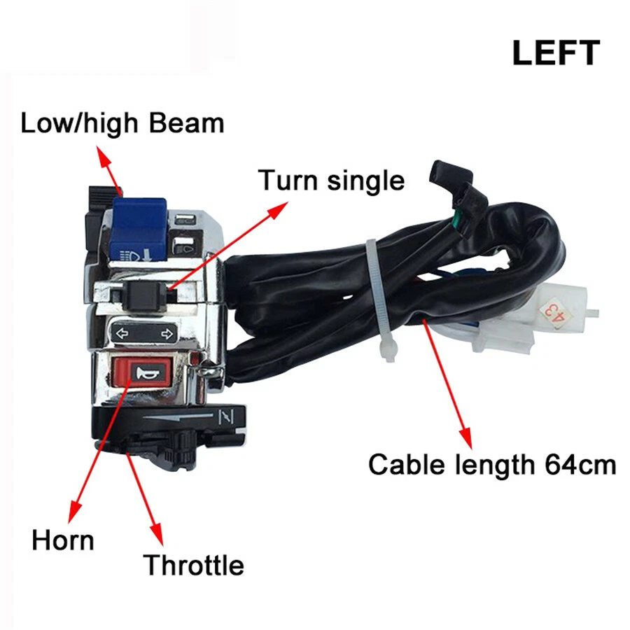 1 Pair Motorcycle 7/8" Handlebar Control Horn Turn Signal Light Switch For Honda - Image 2 of 4