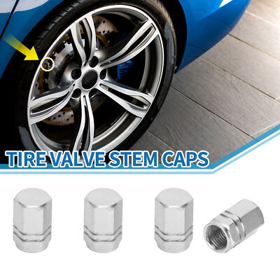10x16MM Car Tire Valve Stem Caps Wheel Valve Cap Silver Tone for SUV RV 4pcs