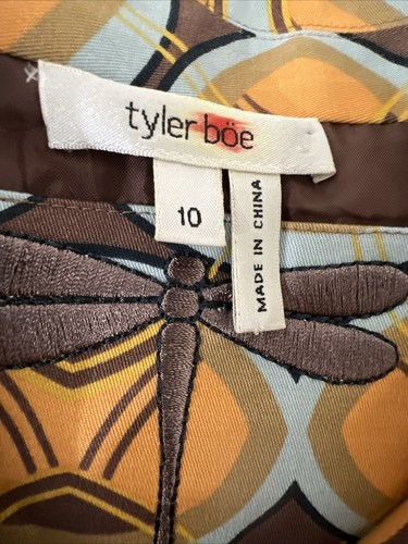 Tyler Boe Women's Coat Size 10 Jacket Geometric Pattern Gold Brown Blue Lined - Picture 10 of 13