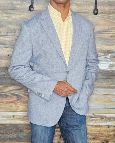 Joseph Abboud Linen Cotton Blue/Gray Dual Vent Blazer Jacket Size Large - Picture 7 of 8