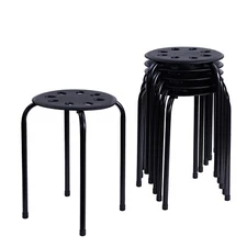 Stackable Metal Stools Set of 6 Counter Height Barstools Patio Backless Chair
