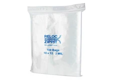 200 Bags 10" x 12" Reloc Zippit® 2 mil Reclosable Bags Clear Poly Zip Lock Bags