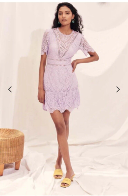 New Saylor Light Purple Lavender Darian Scallop Lace Mini Dress Size Medium  | eBay