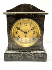 ATQ Seth Thomas Adamantine Mantel Bracket Shelf Clock RARE "Damascus" Finish 11"