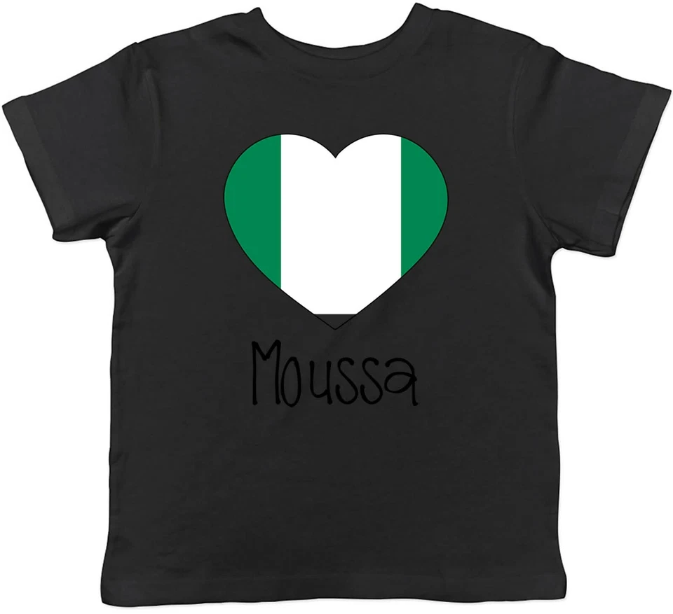 BABY ORIGINALS Personalisiertes T-Shirt Nigeria Fußball Nation Flagge Kinder Jungen Mädchen