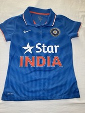 Nike India Cricket Shirt Youth Size S Blue Star Polo Team Jersey Dri-Fit