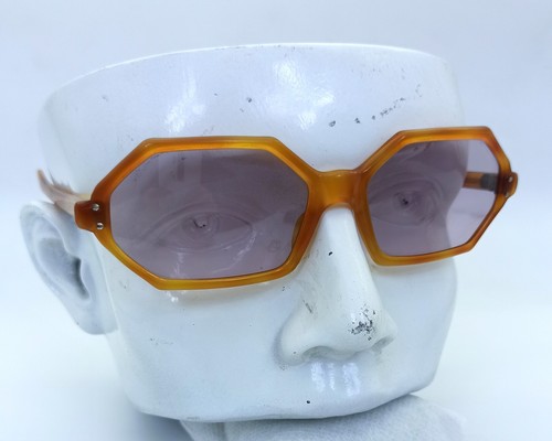 CRAZY 50s SUNGLASSES VINTAGE PARTY HEXAGONAL UNIQUE FRAME MID-CENTURY FRANCE - Picture 2 of 15