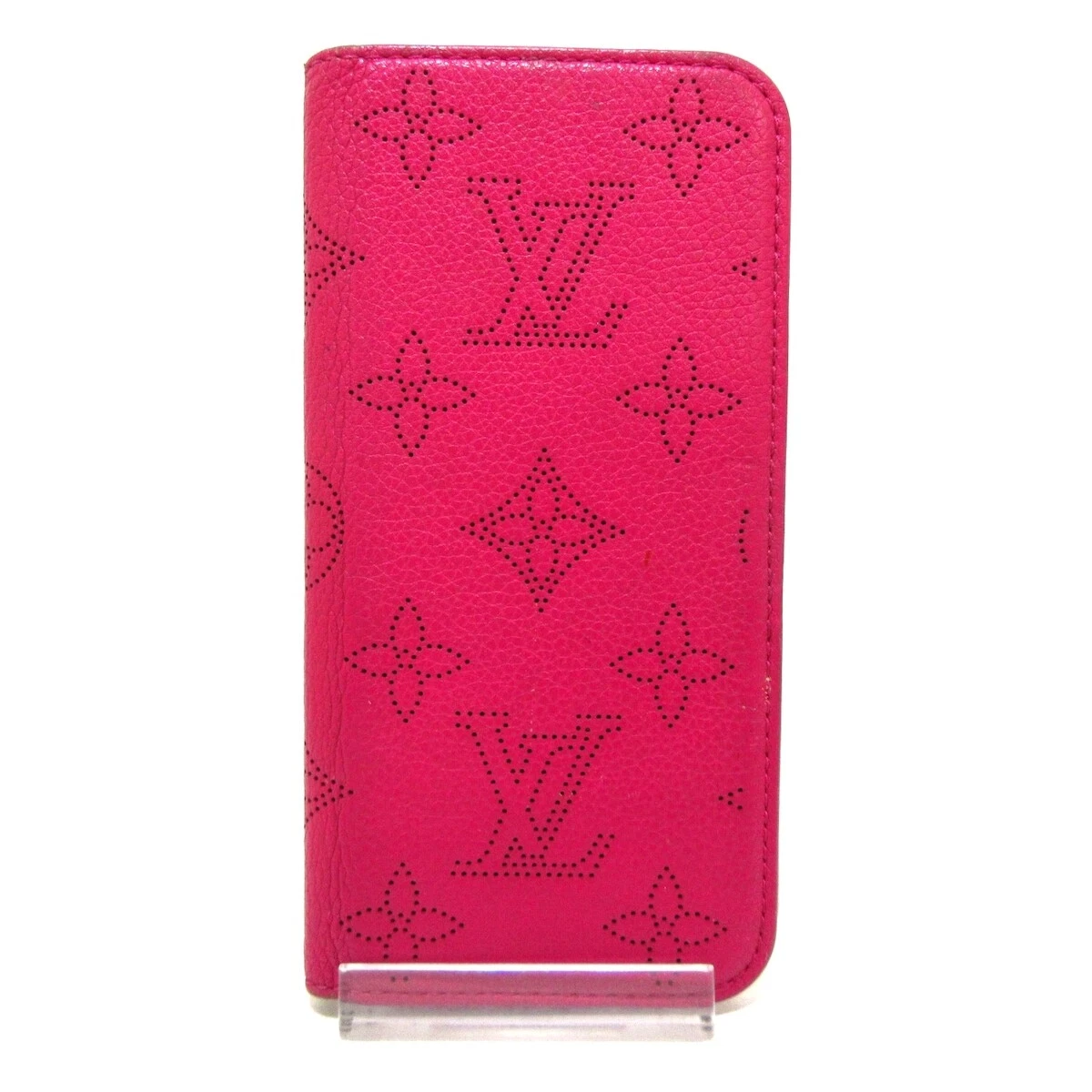 Auth LOUIS VUITTON iPhone 8 Folio M62193 Fuchsia Mahina BC4157