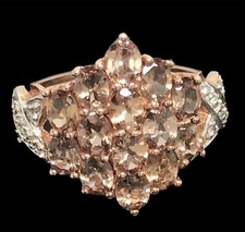 9ct rose gold colour change garnet ring, UK size L 1/2, cluster, ex condition.