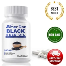 1000mg Black Seed Oil,Premium Cold Pressed,Non-GMO,Vegan,Premium Black Seed 120p