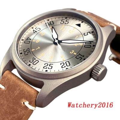 39mm 20ATM Tandorio Titanium Mens Watch Pilot NH35A Automatic Green luminous