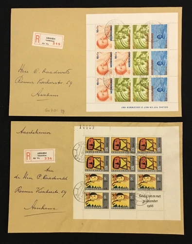 NETHERLANDS 1965/69 4 x REG COVER -LARGE BLOCK FDC VF