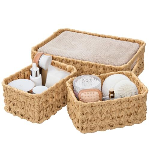 Storage Baskets for Shelves Wicker Baskets for Organizing Waterproof Storage ...-image