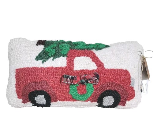 Mud Pie Haken Weihnachten Kissen Baum Rechteck klein Strick rot LKW 6×11 Neu mit Etikett