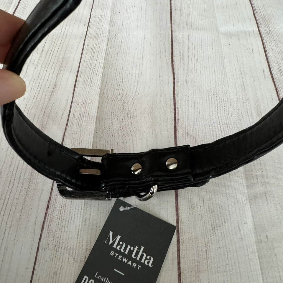 Martha Stewart Collar de Perro Negro Hebilla de Cuero Talla 20 Cuello Talla 18 - 21 pulgadas NUEVO Foto 3 de 4