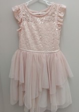 Cat Jack Girls Party Easter Dress Pink Sequins Tulle 6 Or 6x
