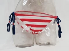 SO Red White Striped Side Tie Bikini Bottom Swimwear Juniors' Ladies XS,S,M