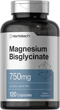 Horbaach Magnesium Bisglycinate, 120 Capsules, 750Mg, Non-Gmo Supplement