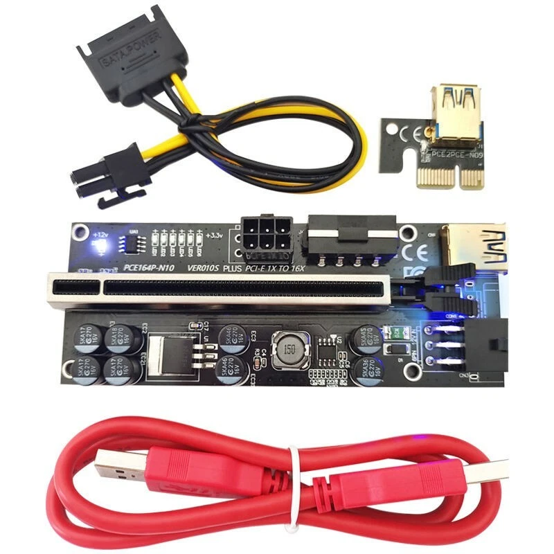 PACK 2-10 PCI-E 1x a 16x USB3.0 GPU Riser Extender Adaptador Tarjeta Ver010s Plus Foto 4 de 4