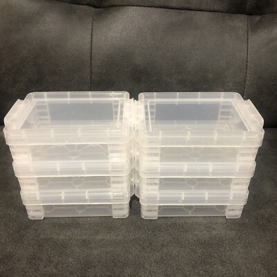 Stackable Locking Kids Clear Plastic Box Lot of 6 - For Crayons Stickers Beads
