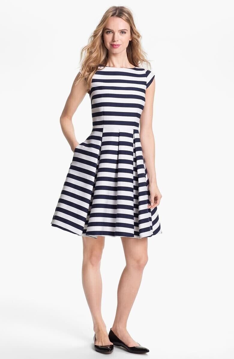 Kate Spade New York Navy Blue Hyacinth Stripe Mariella dress retro mod pinup NWT