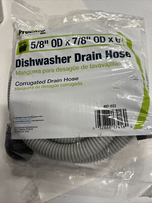 New Dishwasher Corrugated Drain Hose 5/8''OD x 7/8''OD x 6' 497-033