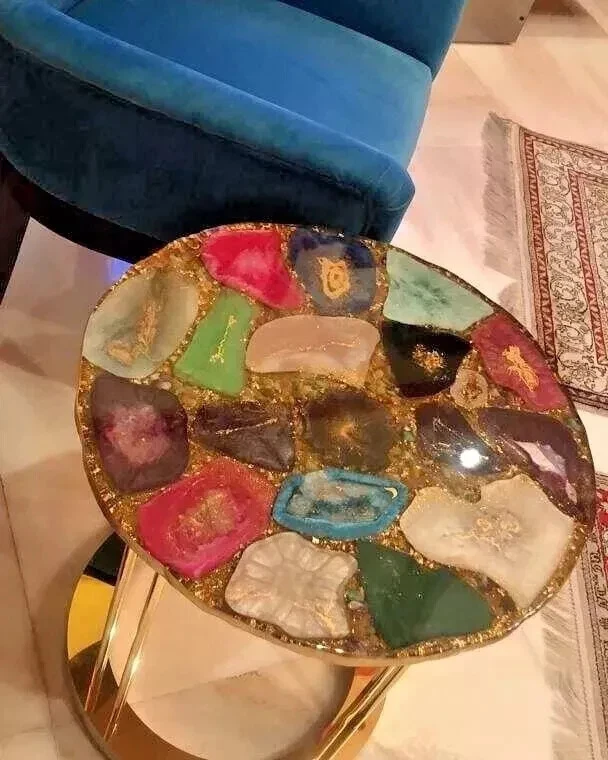 Modern Agate Table | Handcrafted Natural Stone Console Table | Unique Mix agates - Image 2 of 4