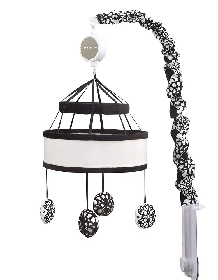 Juego de ropa de cama para cuna Elsa CoCaLo Couture de 6 piezas floral negro blanco glamour para niñas Foto 4 de 4